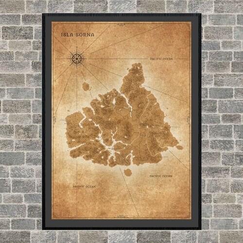 Jurassic Park Map Poster Fantasy Sepia Vintage Design Dinosaur The Lost World Wall Art Canvas Paintings Print Picture Home Decor