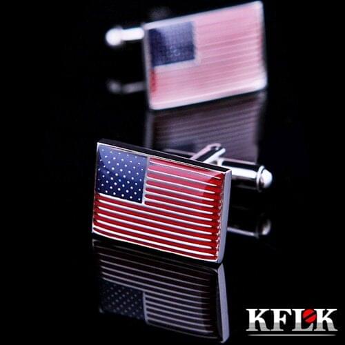 KFLK Luxury American flag shirt cufflinks for mens Brand cuff buttons cuff links High Quality gemelos abotoaduras Jewelry