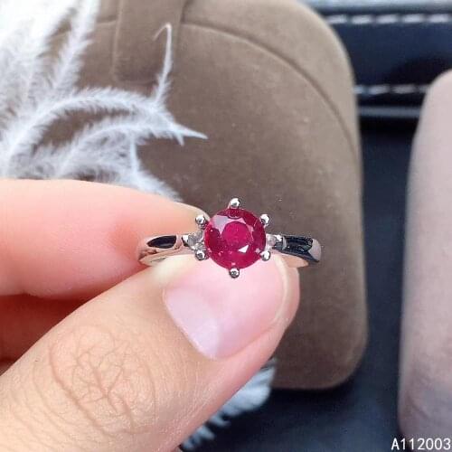 KJJEAXCMY fine jewelry 925 sterling silver inlaid natural gemstone ruby new Female ring noble Support Detection
