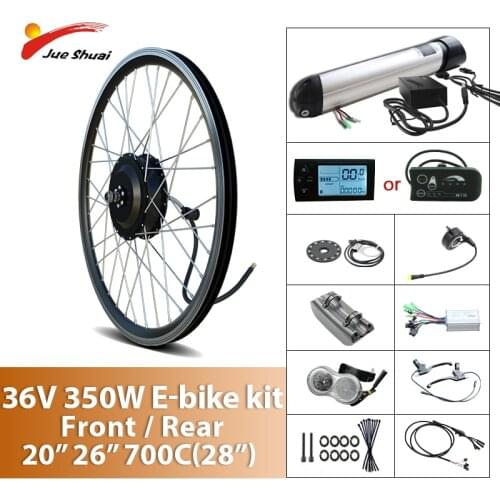 Duty Free 36V 350W eBike conversion Kit with LCD/LED Display 12AH Lithium Battery Electric Bike Hub Motor Front Rear Wheel Kit