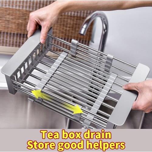 Kitchen Sink Drain Basket Rack Stainless Steel Sink Sink Drain Basket Retractable Sink Drain Rack Drain Sink