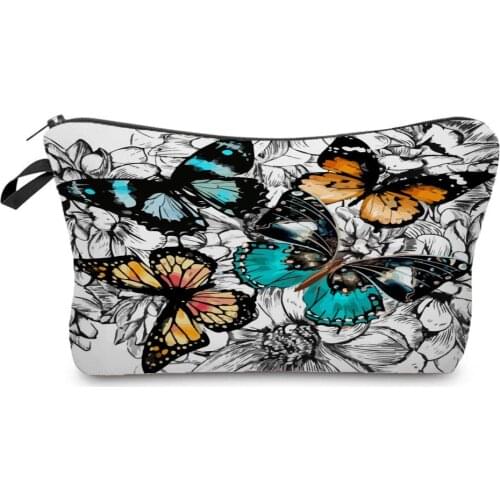 Fashion Womens Makeup Bag Pretty Printed Butterfly Cosmetics Organizer Bag Hot Sale Storage Bags for Women Small Toiletry Bag