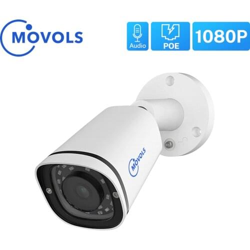 MOVOLS 1080P H.265 POE IP Camera Audio Outdoor Waterproof Night Vision P2P ONVIF Metal Case Surveillance CCTV Security Camera