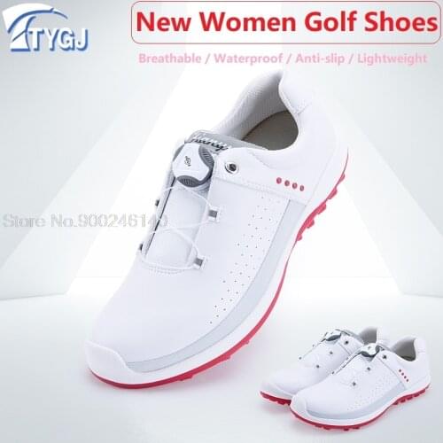 Original Golf Shoes Women Sports Waterproof Golf Sneakers Ladies Slip Resistant Sports Fitness Trainers Girls Knob Buckle Shoes