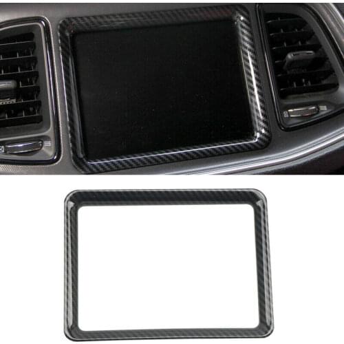 Carbon Fiber Look Console Navigation Decoration Trim For Dodge Challenger 15-19