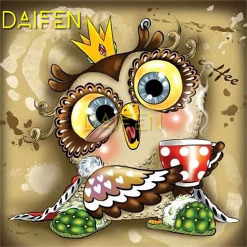 Full Square Diamond painting Cross stitch big eyes owl with Crown coffer DIY 3D Diamond mosaic Full Round Diamond embroidery