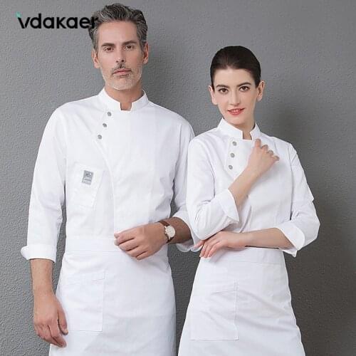 Professional Chef Clothes Uniform Long Sleeve Chef Coat black sous chef coat white chef jacket woman hotel uniform waitress