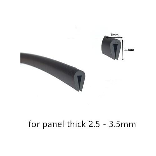Rubber Sealing U Strip 11x7x11mm for 2.5-3.5mm thick Glass Metal Car Wood Panel Board Edge Encloser Shield Black