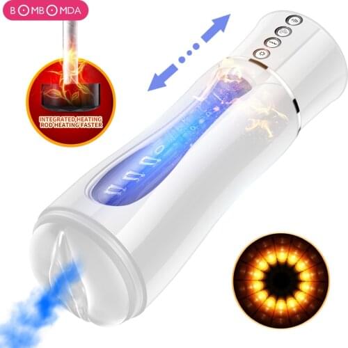 Sex Toys for Men Automatic Male Masturbator Cup Realistic Vagina Sex Oral Suction Heating Pocket Pussy Blowjob Stroker Vibrating