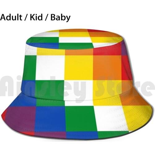 Wiphala Sun Hat Foldable UV Protection Wiphala Quechua Flag Native People Andes Peru Bolivia Ecuador Argentina Chile