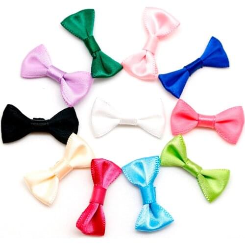 High Quality 3x1.5cm Mini Satin Ribbon Flowers Bows For Sewing Wedding Bow Tie Decoration Handmade Hair Craft 25pcs/lot