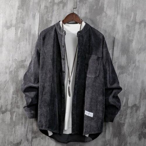 Japanese corduroy long-sleeved shirt Loose casual retro trend Autumn collar mens shirt jacket