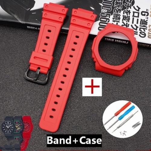2 In1 Protective Case + Watch Band For Casio g-shock GA2100/GA2110 Bracelet Accessories Wrist band Strap for G-SHock Cover Frame