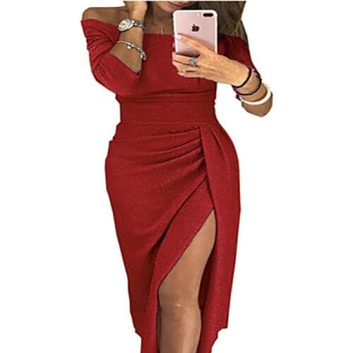 Off-the-shoulder sexy dress cotton temperament commuter short-sleeved dress womens 2020 summer