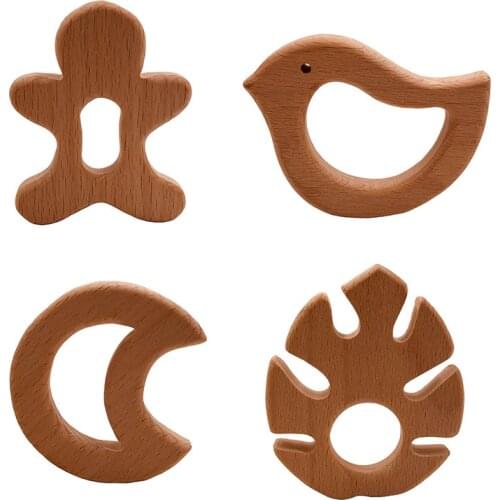 1Pcs DIY Baby Chew Toys Wood Necklace Pendant Food Grade Wooden Teether Toys Baby Safe Beech Teething Accesories Wholesale