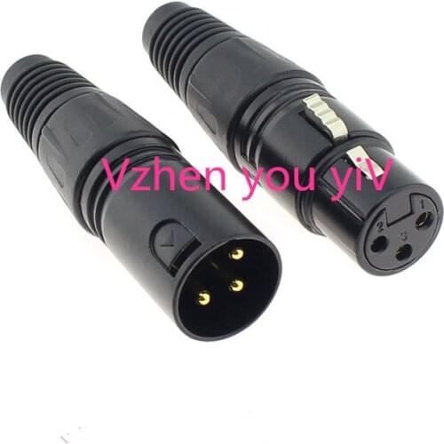 1female&1male/Hight quality Black female XLR microphone connector clip three core Canon Canon head leading to balance connection