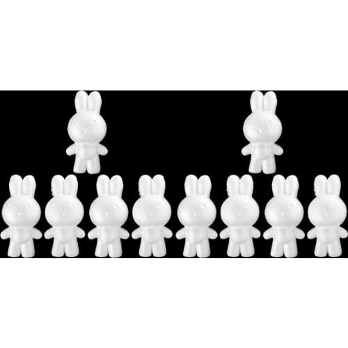 10 Pieces White Rabbit Shaped Styrofoam Foam Polystyrene Ornaments DIY Craft Party Decoration, 14 x 7cm