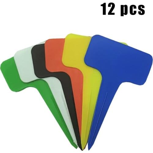 12 Pcs/Lot Plant Label Vegetable Flower Tag Resistant T-type Plastic Nursery Garden Thicken Tag Mark Garden Decoration