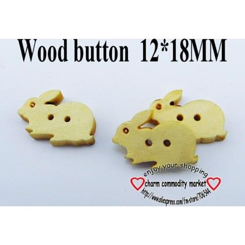 100pcs Rabbit button 2 Holes pattern cartoons Wood Sewing Buttons Scrapbook toy charms WCB-182
