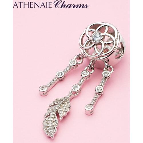 ATHENAIE Genuine 925 Sterling Silver Dream Catcher Dangle Charm Beads fit Charms Bracelet Necklace DIY Jewelry Christmas