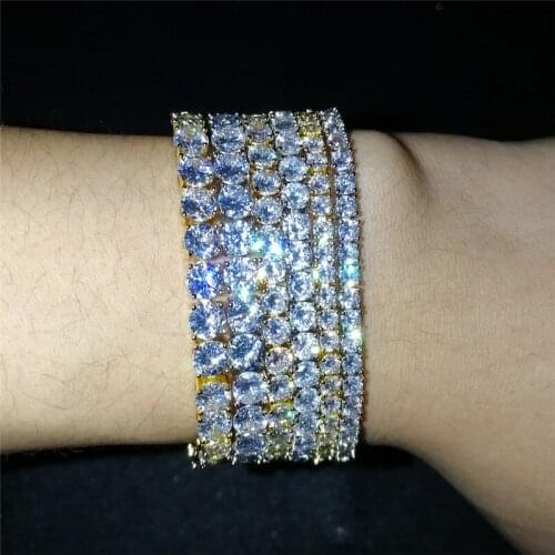 Hip Hop Tennis Bracelet Width 3mm 4mm 5mm Iced Out Chain Bracelets For Women Men Crystal Wedding Jewelry Gift