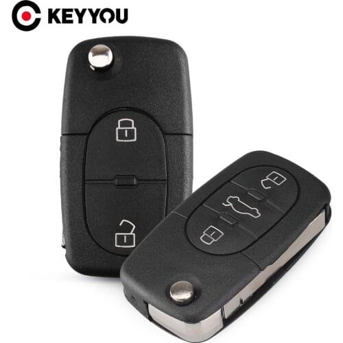 KEYYOU 2/3 Button Flip Folding Car Key Shell Cover Case For Audi TT A2 A4 A6 A8 Quattro CR1620 CR2032 Battery Holder HAA