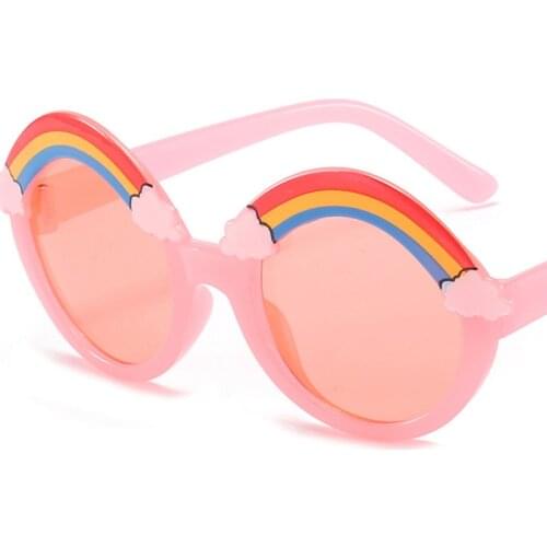 Kids Rainbow Round Small Sunglasses 2021 Trend Retro Cute Circle Eyewear Glasses For Children Vintage Classic Statement Glasses