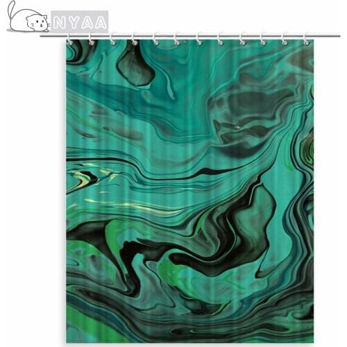 Home Decoration Shower Curtain Green Gold Beautiful Abstract Golden and Turquoise Mixed Paints Marble Contemporary Color