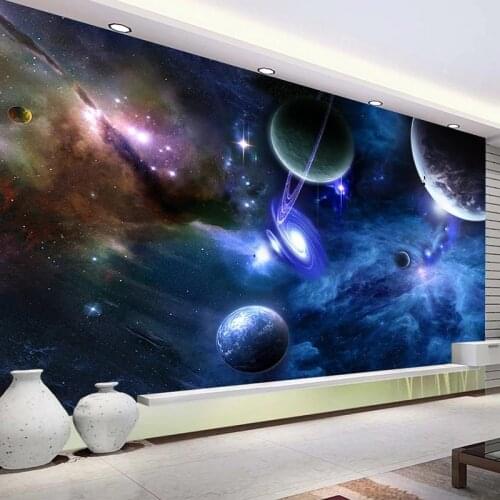 Starry Sky Universe Space Planet Photo Wallpaper for Living Room TV Background Wall Papers Home Decor 3D Mural Papel De Parede
