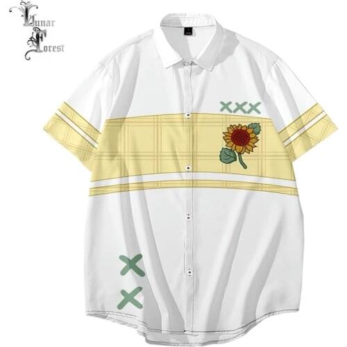 Sunflower 3D Printing Unisex Shirt Women/Men Casual Short Sleeve Cool Loose Button Streetwear Harajuku Overclothes Oversize