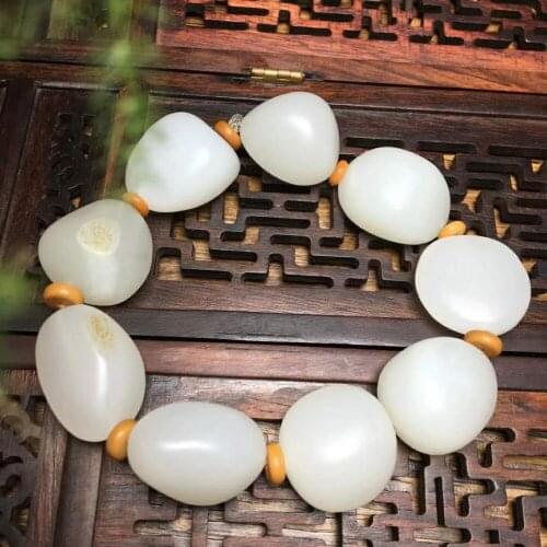 J72#Hetian jade white jade bracelet jade warm and delicate structure compact
