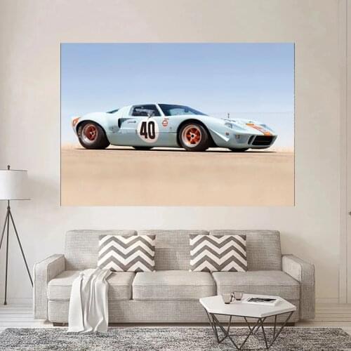 Gulf Ford GT40 Le Mans Racing Car Canvas Painting Classic Car Poster and Prints Wall Art Picture Living Room Home Decor Cuadros