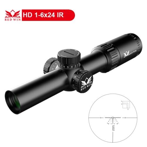 Red Win HD 1-6x24 Scope CQB Rifle Scope 1/2MOA Turret w/ Zero Lock System 6 Level Red Rangefinding BDC Reticle w/ Wind Hold
