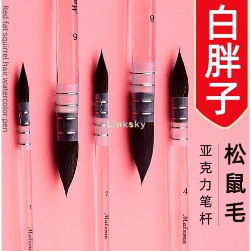 Maleonn Professional Round Paint Brush, Squirrel Hair,Clear Acrylic Handle, for Artists,Beginners,Art Craft, Hobby Paint Brushes