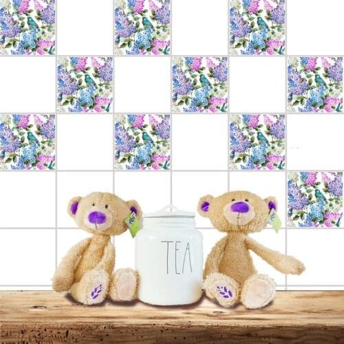 YRHCD European style Flower & birds Oil-proof Tile Sticker for Kitchen Waterproof Self-Adhesive Decal for Kitchen Wall Decor