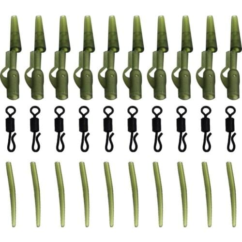 40Pcs Carp Fishing Anti-Tangle Sleeves Swivels Lead Clips Tail Rubber Tubes Kit Rubber Tubes Kit