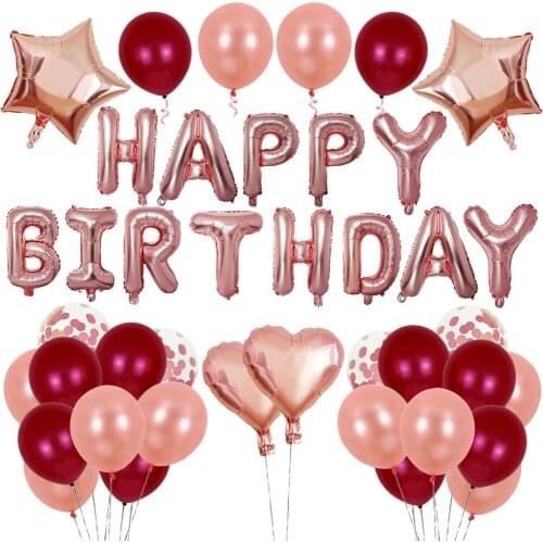 Rose gold birthday party balloon set blue gold theme happy birthday balloon birthday party decoration balloon set