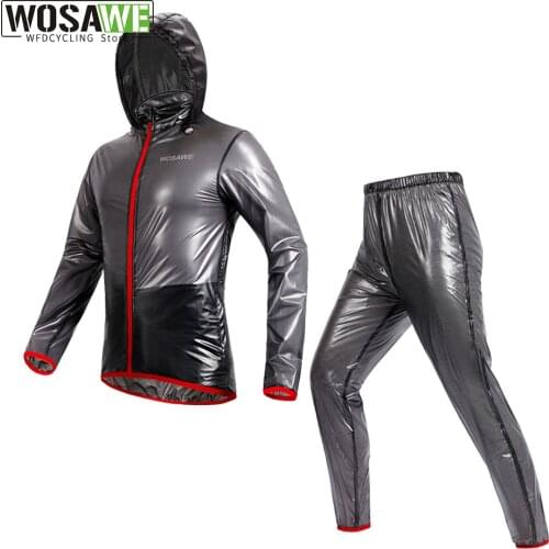 WOSAWE Rainproof Cycling Raincoats With Hood TPU Ultralight Waterproof Windproof Bicycle Raincoat Rainpant Cycling Raincoat suit