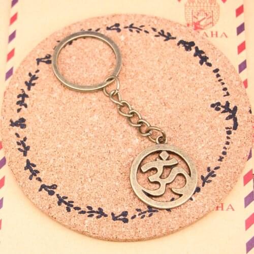 New Fashion Bronze Pendant Metal Key Chains Accessory,28mm Key Ring Vintage Yoga OM Keychain