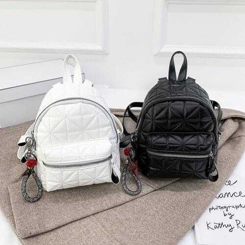 Solid Color Women PU Leather Backpack School Travel Bags Simple Fashion Daily Bag Lady Small Shoulder Crossbody Bags