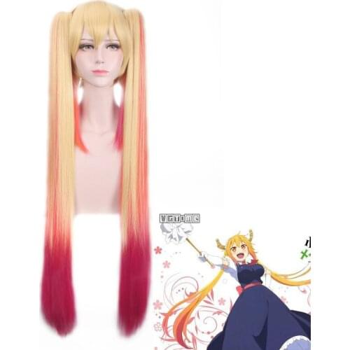Anime Kobayashi san Chi no Maid Dragon Kanna Kamui Miss Kobayashis Dragon Maid Tooru Cosplay Wig Hair Wigs Double Ponytails