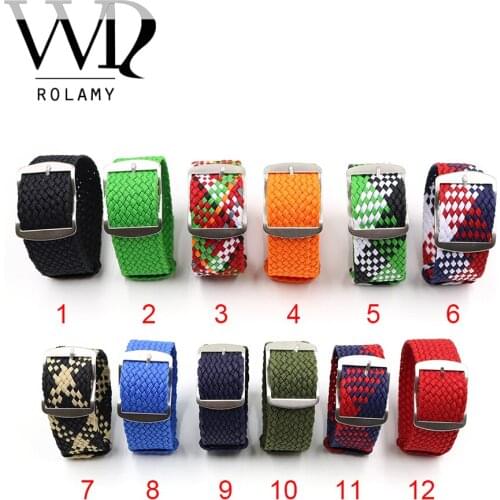 Rolamy 20 22mm Perlon Nylon Replacement Vintage Wrist Watch Band Belt Strap With Brushed Buckle For Rolex Omega Tudor Tissot