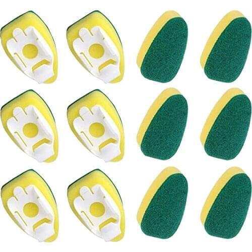 Handle Sponge Magic Sponge Washer Brush Head Kitchen Cleaning Brush Replacement Detachable Head Sponge Dish Wash Scrubber Sponge
