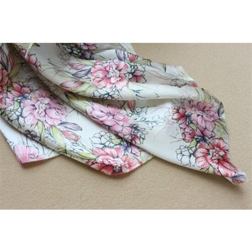 19mumi Silk silk white printed satin cheongsam clothing fabric cloth BH1714 0.5M