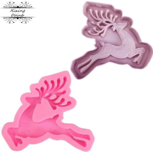 3D large Christmas elk shape silicone mold kitchen cake baking mold cake decorating tool soft candy chocolate mold