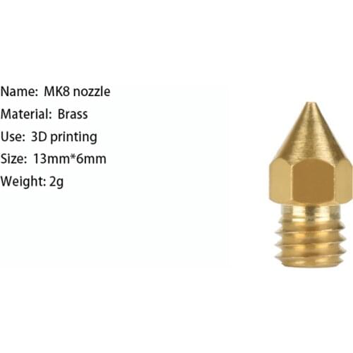 MK8 Nozzles 3D Print Extruder Brass Nozzles for Ender 3 Ender 5 Anet A8 Makerbot Creality CR-10 3D Printer Accessories