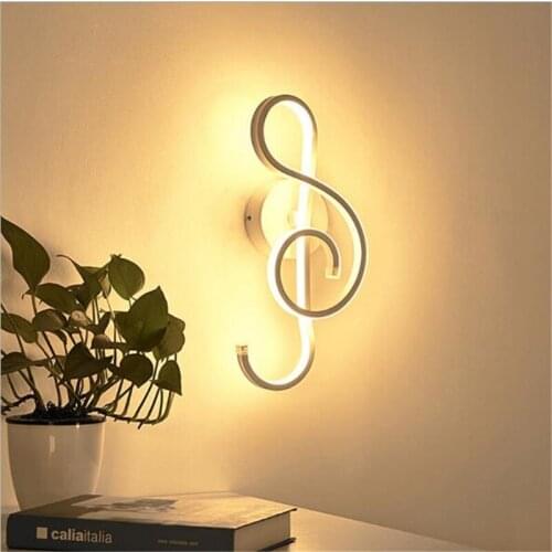 Modern Creative Music Note Acrylic Aluminum Led Wall Lamp for Living Room Bedroom Aisle Kids Room Porch Light H 37cm 2216