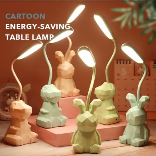 LED Night Light Charging Desk Table Lamps Portable Eye Protection Reading Studying Bedroom Decoration Rabbit Dinosaur Table Lamp