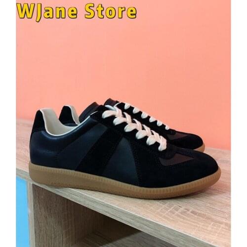 Casual Designer Women Shoes Black Genuine Leather Patchwork Trainer Lace Up Shoes for Woman zapatillas zapatos mujer Size35 44