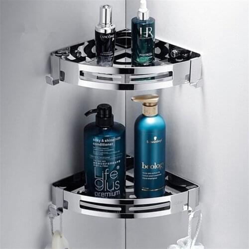 Bathroom Corner Shower Shelf Stainless Shower Gel Shampoo Storage Rack Wall-Mounted Kitchen Tripod Corner Stand Holder